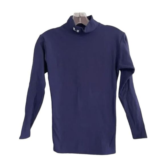 Under Armour Wicking Mock Neck Athletic Shirt Royal Blue Long Sleeve Turtleneck - Picture 1 of 7